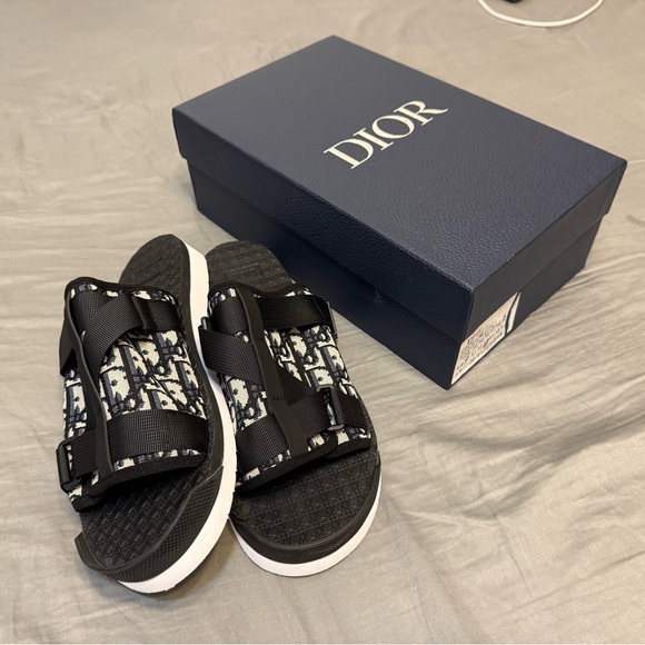 Dior Monogram Black and White Sandals - Picture 1 of 6